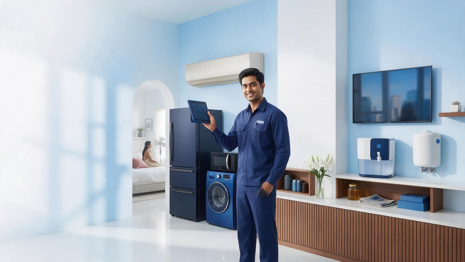 Home appliance repair and service for AC, fridge, washing machine, microwave, LED TV, RO and geyser in Kolkata